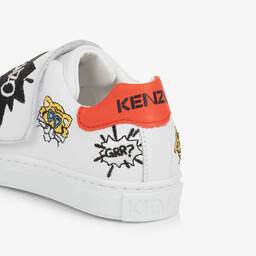 KENZO KIDS-ترينرز بشريط لاصق جلد لون أبيض | Childrensalon Outlet
