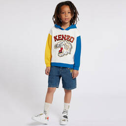 KENZO KIDS-ترينرز بشريط لاصق جلد لون أبيض | Childrensalon Outlet