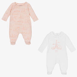 KENZO KIDS-Белый и розовый комбинезоны из хлопка (2шт.) | Childrensalon Outlet