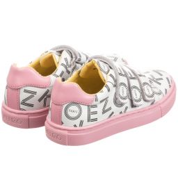 KENZO KIDS-White & Pink Leather Trainers | Childrensalon Outlet