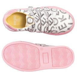 KENZO KIDS-White & Pink Leather Trainers | Childrensalon Outlet
