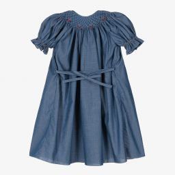 Kidiwi-Blue Chambray Smocked Dress  | Childrensalon Outlet