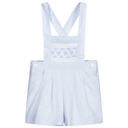 Kidiwi-Blue Cotton Smocked Dungarees | Childrensalon Outlet