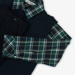 Kidiwi-Boys Blue Tartan Trouser Ensemble | Childrensalon Outlet