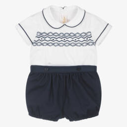 Kidiwi-Boys Classic Blue & White Ensemble | Childrensalon Outlet