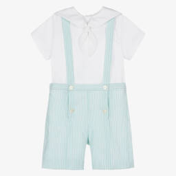 Kidiwi-Зеленый и белый хлопковый ансамбль для мальчиков | Childrensalon Outlet