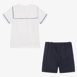 Kidiwi-Boys Ivory & Blue Sailor Suit | Childrensalon Outlet