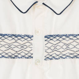 Kidiwi-Boys Ivory & Navy Blue Velvet Shorts Set | Childrensalon Outlet