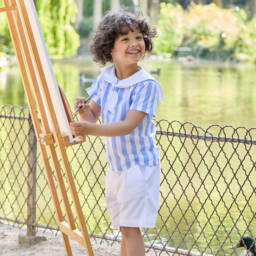 Kidiwi-Boys Nautical Blue Cotton Ensemble | Childrensalon Outlet