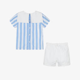 Kidiwi-Boys Nautical Blue Cotton Ensemble | Childrensalon Outlet