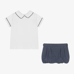Kidiwi-Boys Navy Blue Cotton Shorts Set | Childrensalon Outlet