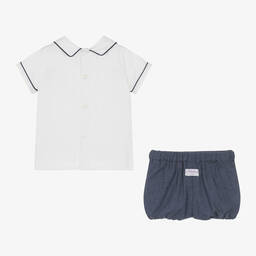 Kidiwi-Boys Navy Blue Cotton Shorts Set | Childrensalon Outlet