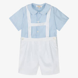 Kidiwi-Boys Striped Blue Shorts Ensemble | Childrensalon Outlet
