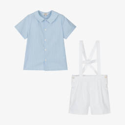Kidiwi-Boys Striped Blue Shorts Ensemble | Childrensalon Outlet