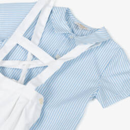 Kidiwi-Boys Striped Blue Shorts Ensemble | Childrensalon Outlet
