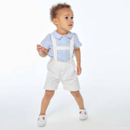Kidiwi-Boys Striped Blue Shorts Ensemble | Childrensalon Outlet