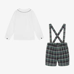Kidiwi-Boys Tartan Shorts and Shirt Set | Childrensalon Outlet