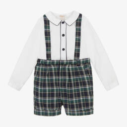Kidiwi-Boys Tartan Shorts and Shirt Set | Childrensalon Outlet