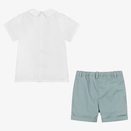 Kidiwi-Boys White & Green Shorts Set | Childrensalon Outlet