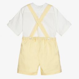 Kidiwi-Boys Yellow Linen Shorts Set | Childrensalon Outlet