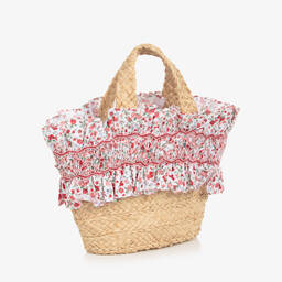 Kidiwi-Girls Beige Raffia Handbag | Childrensalon Outlet