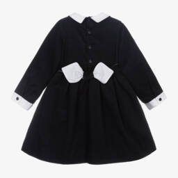 Kidiwi-Girls Blue Smocked Corduroy Frock | Childrensalon Outlet