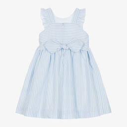 Kidiwi-Girls Blue Striped Cotton Smocked Dress | Childrensalon Outlet