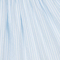 Kidiwi-Girls Blue Striped Cotton Smocked Dress | Childrensalon Outlet