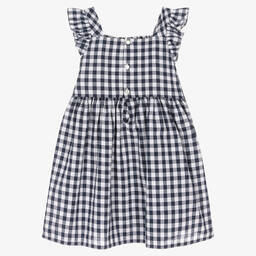 Kidiwi-Girls Blue & White Gingham Smocked Dress | Childrensalon Outlet