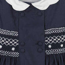 Kidiwi-Girls Blue & White Smocked Dress | Childrensalon Outlet