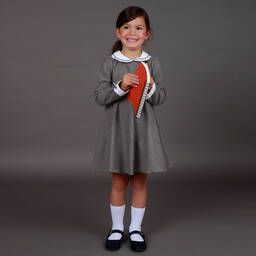 Kidiwi-Girls Grey Cotton Dress | Childrensalon Outlet