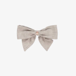 Kidiwi-Girls Handmade Beige Hair Bow | Childrensalon Outlet