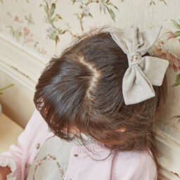 Kidiwi-Girls Handmade Beige Hair Bow | Childrensalon Outlet