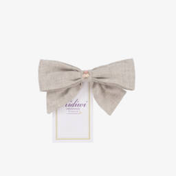 Kidiwi-Girls Handmade Beige Hair Bow | Childrensalon Outlet