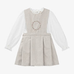 Kidiwi-Girls Ivory and Beige Dress Ensemble | Childrensalon Outlet