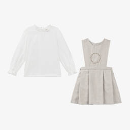 Kidiwi-Girls Ivory and Beige Dress Ensemble | Childrensalon Outlet