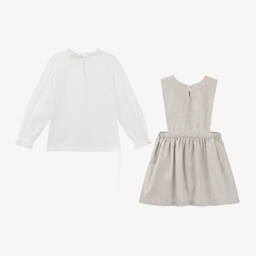 Kidiwi-Girls Ivory and Beige Dress Ensemble | Childrensalon Outlet