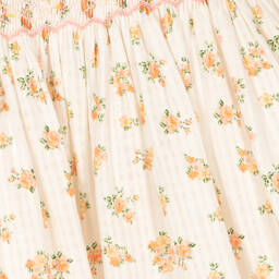 Kidiwi-Girls Ivory & Orange Floral Smocked Dress | Childrensalon Outlet