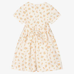 Kidiwi-Girls Ivory & Orange Floral Smocked Dress | Childrensalon Outlet