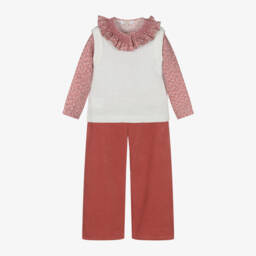 Kidiwi-Girls Ivory & Terracotta Trousers Ensemble | Childrensalon Outlet