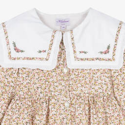 Kidiwi-Girls Pale Pink Cotton Floral Dress | Childrensalon Outlet