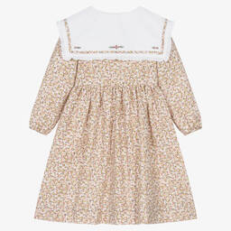 Kidiwi-Girls Pale Pink Cotton Floral Dress | Childrensalon Outlet