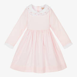 Kidiwi-فستان قطن بتطريز سموك لون زهري | Childrensalon Outlet