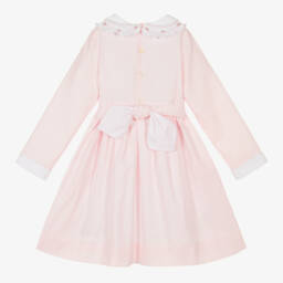 Kidiwi-فستان قطن بتطريز سموك لون زهري | Childrensalon Outlet