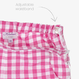 Kidiwi-Girls Pink Cotton Checked Shorts Set | Childrensalon Outlet