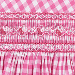 Kidiwi-Girls Pink Cotton Gingham Check Dress | Childrensalon Outlet