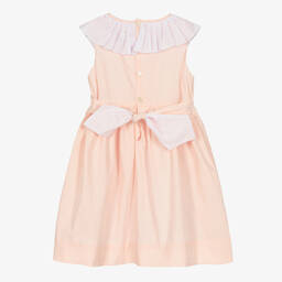 Kidiwi-Girls Pink Pleated Collar Cotton Dress | Childrensalon Outlet