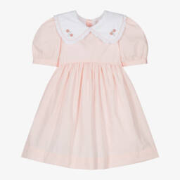 Kidiwi-فستان وردي مطرز للبنات من قماش البوبلين | Childrensalon Outlet