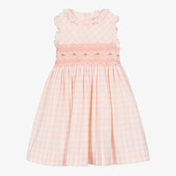 Kidiwi-Girls Pink Smocked Cotton Gingham Dress | Childrensalon Outlet