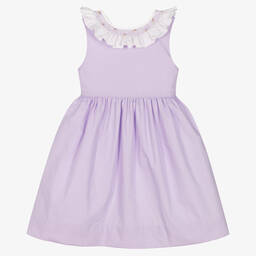 Kidiwi-Фиолетовое хлопковое платье со сборками | Childrensalon Outlet